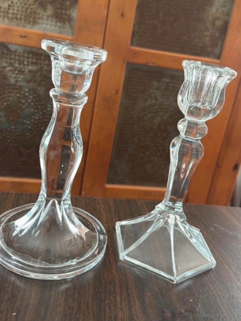 Vintage Clear Glass Taper
Candlestick Holders modern farm